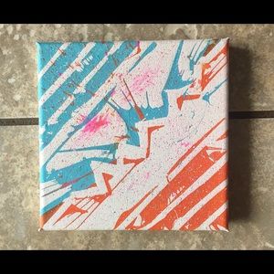 Blue and Orange Canvas Spin Art